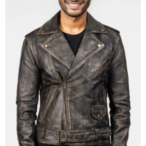 The Allaric Alley | Vintage Distressed Brown Leather Biker Jacket