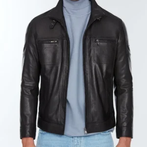 Wayne | Men's Sheepskin Black Leather Jacket